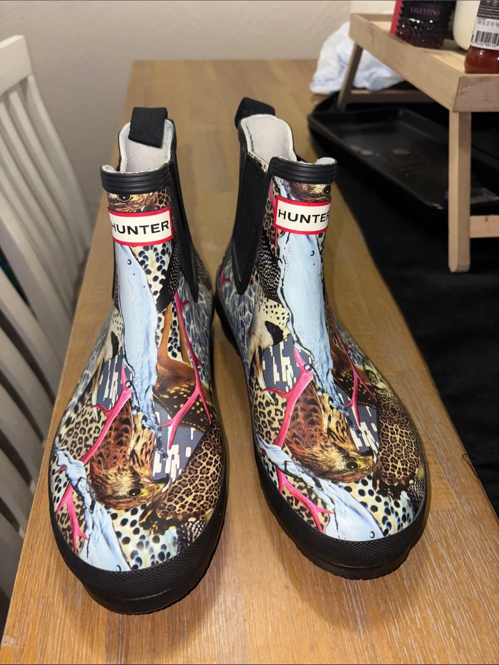 Hunter Women’s Printed Chelsea Rain Boots in Multicolor Animal Print